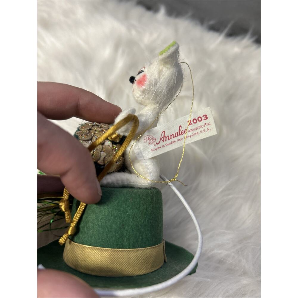 Annalee Mobilitee Ornament Saint Patrick’s Day Mouse 2003 Irish Shamrock 5 Inch - Picture 4 of 6